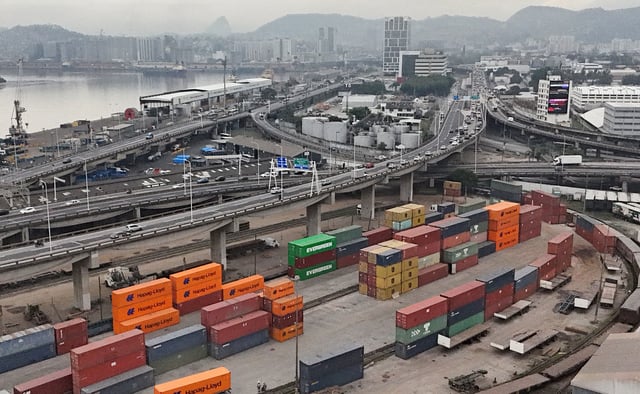 A drone view shows containers at Rio de Janeiro's port, Brazil, July 10, 2025. REUTERS/Pilar Olivares/File Photo