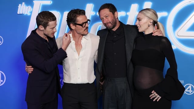 Joseph Quinn, Pedro Pascal, Ebon Moss-Bachrach and Vanessa Kirby at an event for "The Fantastic Four: First Steps" (Photo Credit: Don Arnold/WireImage)