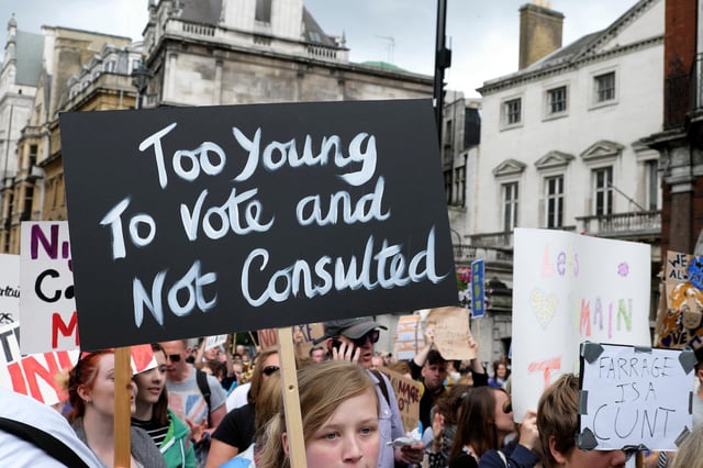 Young People protest against Brexit in 2016. Photo: Kathy Dewitt / Alamy