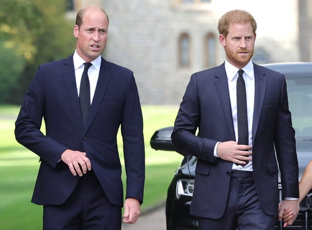 Prince William, Prince of Wales and Prince Harry, Duke of Sussex on the long Walk at Windsor Castle on September 10, 2022 in Windsor, England. (Photo by Chris Jackson - WPA Pool/Getty Images)