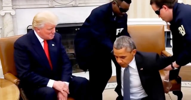 El Presidente de EU publicó un video hecho con IA que muestra a Obama siendo arrestado. Foto: Captura de pantalla.