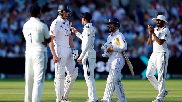 England's Zak Crawley clashes with India's Shubman Gill.
