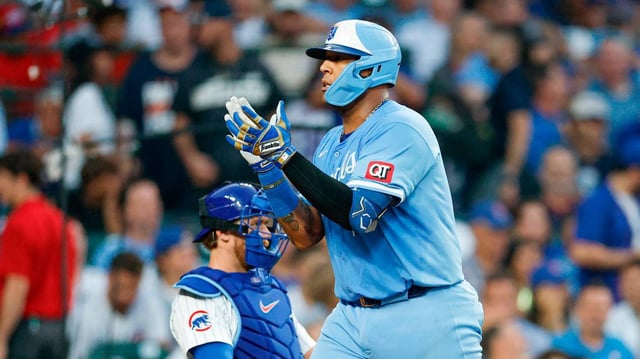 Kansas City Royals catcher Salvador Perez belted two home runs against the Cubs on Monday, July 21, 2025 at Wrigley Field in Chicago.