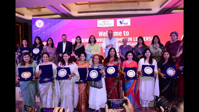 Women who were felicitated by governor Anandiben Patel in Lucknow on Monday (Sourced)