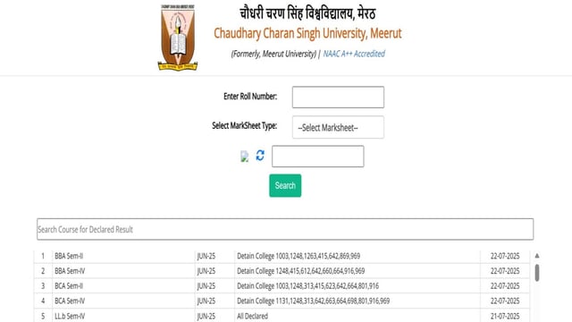 CCSU Result 2025: BBA, BCA, LLB semester 2 and 4 results declared at ccsuniversity.ac.in, direct link here
