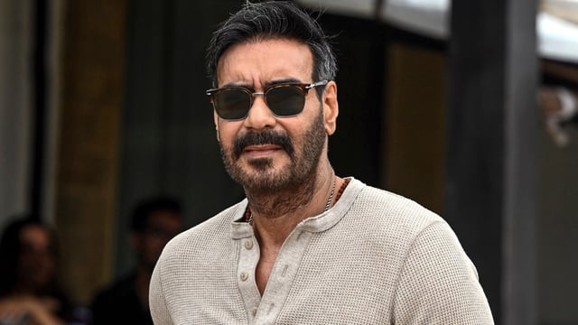 Bollywood actor Ajay Devgn during the promotion of his upcoming film Son of Sardaar 2, in Mumbai.
