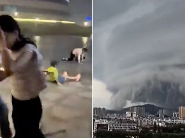 Taifun "Wipha" sorgte am Sonntag an der südchinesischen Küste in Guangdong für Chaos und Verwüstung. Videos zeigen, wie der Tropensturm Menschen mit sich riss. Nun zieht er weiter Richtung Vietnam.