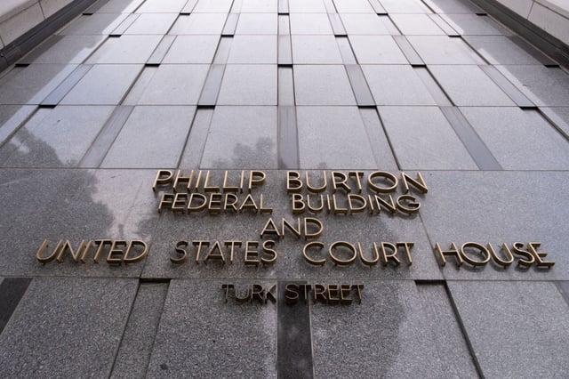 A general view shows the exterior of the Phillip Burton Federal Building and US Courthouse in San Francisco, California, on January 18, 2023. – A lawyer for angry Tesla investors told a California courtroom on January 18, 2023, that CEO Elon Musk “lied” about having funding in place to take the company private, costing his clients millions of dollars. More than four years after firing off tweets saying he had funding secured to buy the electric car maker at $420 a share, investors who felt burned by the misleading statements began to make their case in the San Francisco court. (Photo by David Odisho / AFP) (Photo by DAVID ODISHO/AFP via Getty Images)