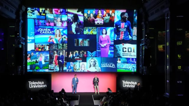 Univision Networks Group president Ignacio Meyer and streaming chief Rafael Urbina at TelevisaUnivision's 2025 upfront.
