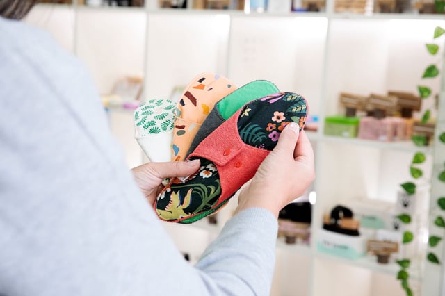 Reusable menstrual products like these pads are increasingly popular.