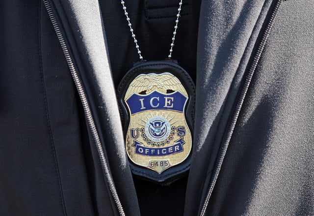 ICE agent badge. (Matt Stone/Boston Herald/TNS)