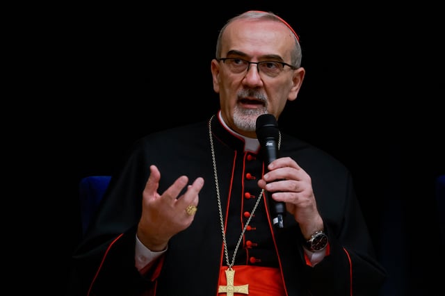 Latin Patriarch of Jerusalem Pierbattista Pizzaballa attends a press conference after a trip to Gaza where he visited a church shelled by Israel, in Jerusalem, July 22, 2025. REUTERS/Ammar Awad