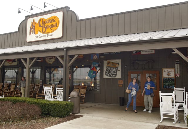 A Cracker Barrel Old Country Store restaurant pictured on April 12, 2002, in Naperville, Illinois.