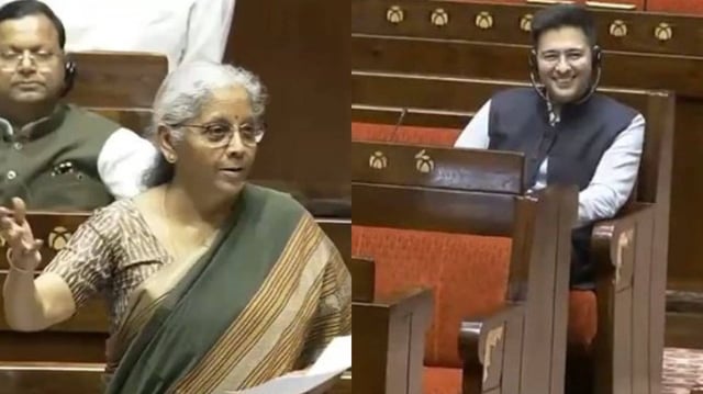 ‘I am Amused’: Nirmala Sitharaman Taunts Raghav Chadha Over 'No Fan, No Chair, No Door' Remark on Rural Banks | WATCH | Image: X