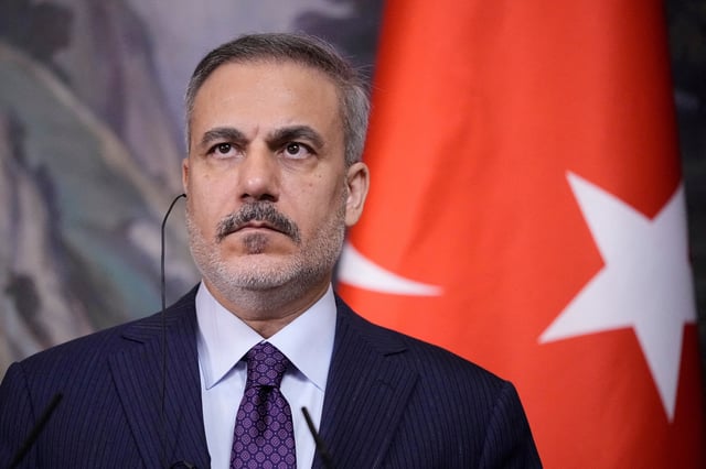Turkish Foreign Minister Hakan Fidan attends a press conference following a meeting with Russian Foreign Minister Sergei Lavrov in Moscow, Russia, May 27, 2025. Pavel Bednyakov/Pool via REUTERS/File Photo