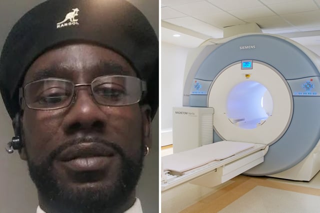 Keith McAllister and a stock image of an MRI machine.