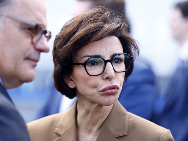 French Culture Minister Rachida Dati arrives to attend the annual Bastille Day military parade on the Champs-Elysees Avenue in Paris on July 14, 2025. (Photo by MOHAMMED BADRA / POOL / AFP) (Photo by MOHAMMED BADRA/POOL/AFP via Getty Images)