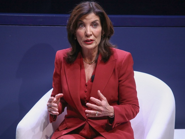 Governor of New York Kathy Hochul participates in Project Healthy Minds' World Mental Health Day panel discussions at HBO Theater Hudson Yards on Thursday, Oct. 10, 2024,in New York. (Andy Kropa/Invision/AP)