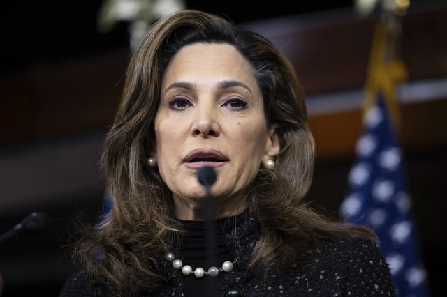Rep. Maria Elvira Salazar (R-Fla.) speaks during a press conference at the U.S. Capitol April 10, 2024.