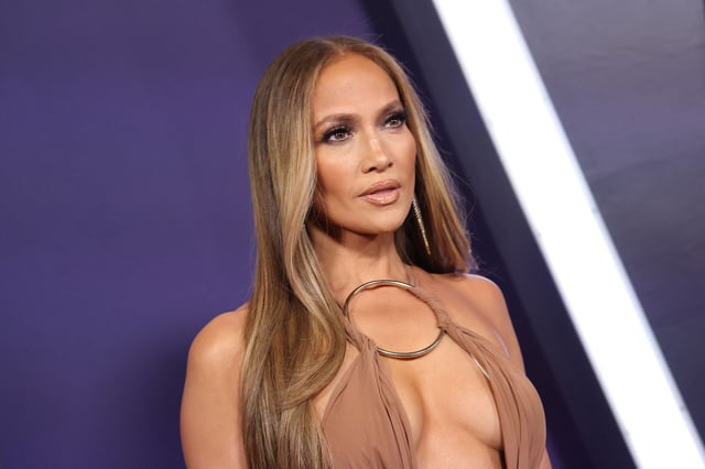 Jennifer Lopez poses in the press room during the 51st American Music Awards at the Fontainebleau in Las Vegas, Nevada on May 26, 2025.
