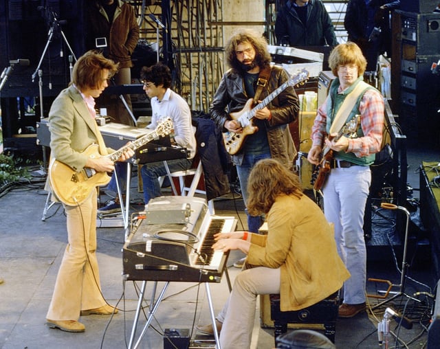 The Grateful Dead performing at Kezar Stadium in San Francisco in 1975.  The city will honor the band’s 60th anniversary with concerts, Muni tie-ins and 400 banners flying across the city.