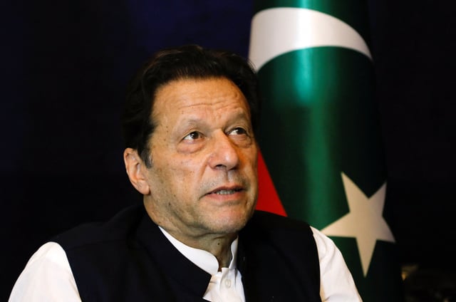 Former Pakistani Prime Minister Imran Khan pauses as he speaks with Reuters during an interview, in Lahore, Pakistan March 17, 2023. REUTERS/Akhtar Soomro/File Photo