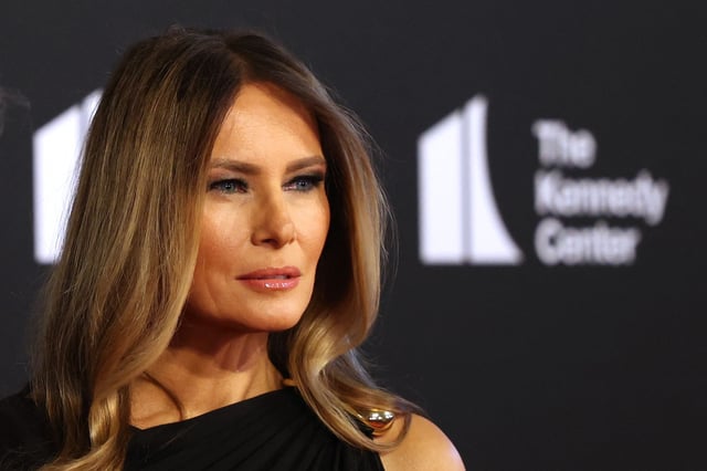 First Lady Melania Trump arrives to attend the opening night of "Les Miserables" at the Kennedy Center in Washington DC on June 11.