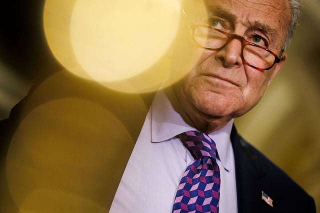 Senate Minority Leader Chuck Schumer speaks during a press conference on July 9.