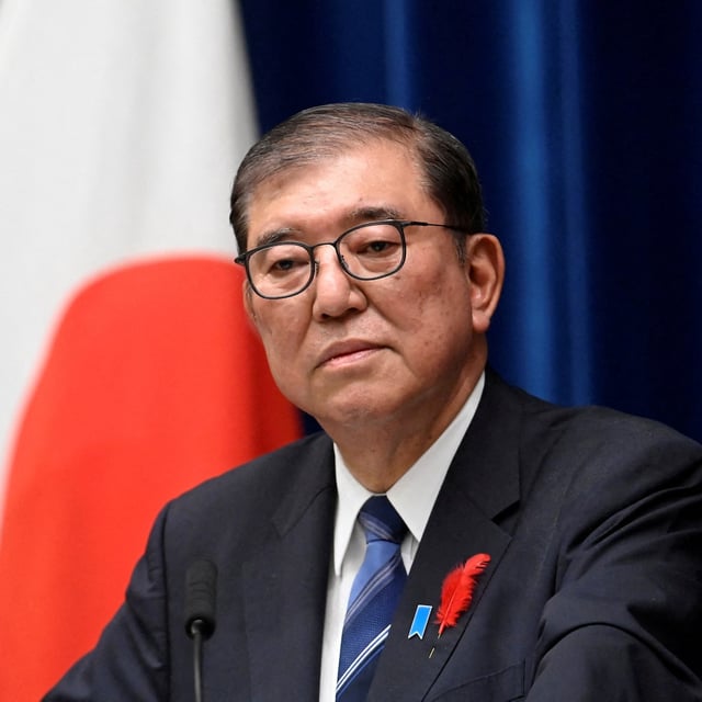 Japanese Prime Minister Shigeru Ishiba holds a press conference on October 9, 2024, at his official residence in Tokyo, Japan, after dissolving the Lower House of Parliament and proceeding for an early election on October 27.    David Mareuil/Pool via REUTERS/