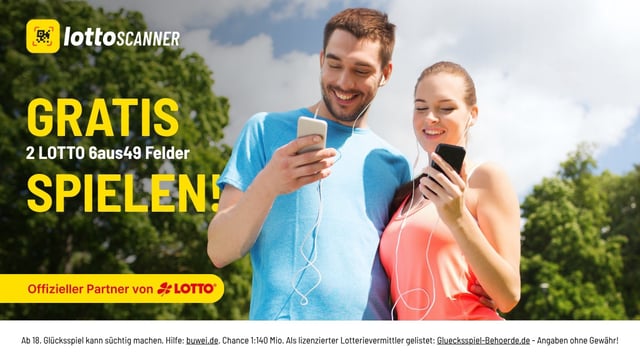 Jetzt zwei Felder gratis Lotto spielen mit der Lotto Scanner App
