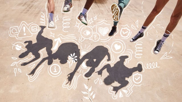 Children jumping on playground