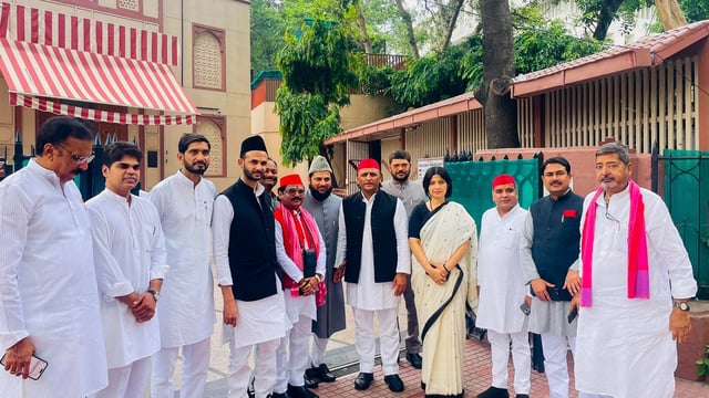 BJP also lodged an objection to Akhilesh's wife Dimple Yadav's attire during the visit.