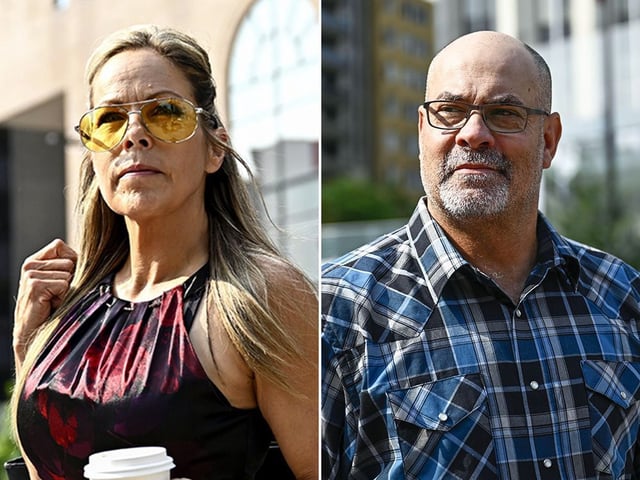 Convoy organizers Tamara Lich and Chris Barber outside the courthouse in Ottawa in a file photo.