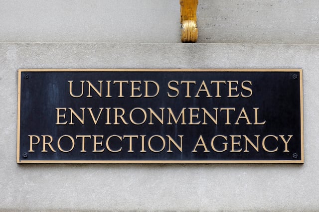 Signage is seen at the headquarters of the United States Environmental Protection Agency in Washington, D.C., U.S., May 10, 2021. REUTERS/Andrew Kelly/File Photo