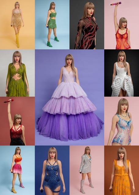 Madame Tussauds has unveiled 13 wax figures paying tribute to Taylor Swift's Eras Tour. July 23, 2025.