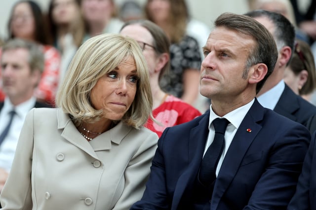 France's President Emmanuel Macron and his wife Brigitte Macron attend a ceremony during their visit to The British Museum in London, Britain, July 9, 2025. LUDOVIC MARIN/Pool via REUTERS/File Photo