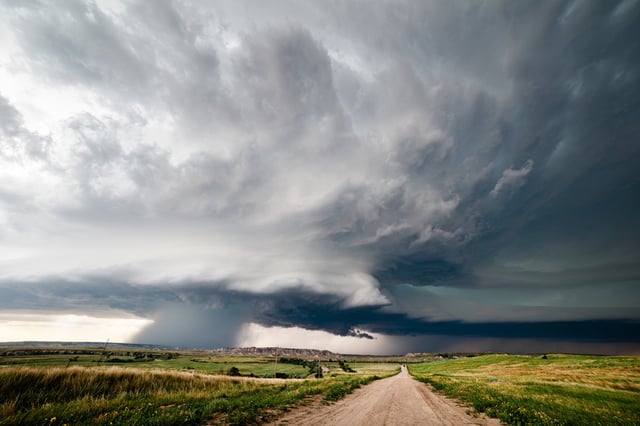 A dramatic view of a storm in South Dakota.