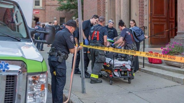 Eight children were taken to the hosipital after suffering seizure-like symptons at a church in Massachusetts, officials said.  (Cambridge Fire Department via Instagram)
