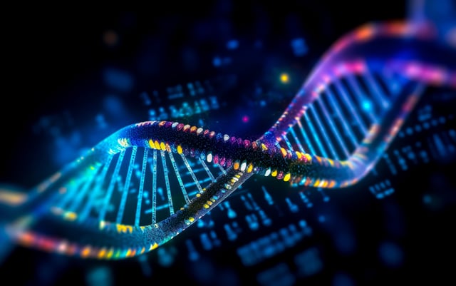 Anti aging genome editing concepts with dna molecule structure. Medical technology or biotechnology.futuristic research.generative ai