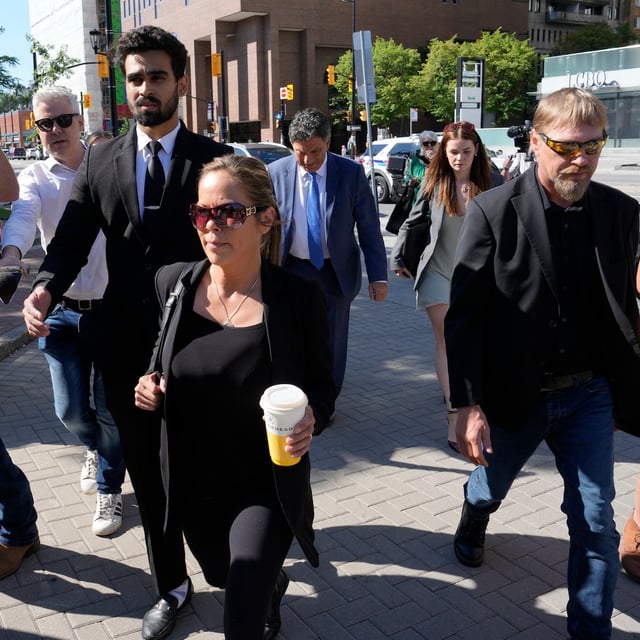 Freedom Convoy organizer Tamara Lich is seen outside the courthouse in Ottawa, Wednesday, July 23, 2025. THE CANADIAN PRESS/Adrian Wyld