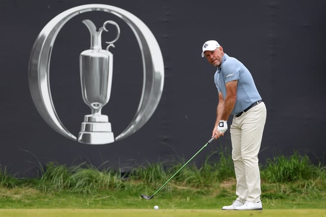 Golf - The 153rd Open Championship - Royal Portrush Golf Club, Portrush, Northern Ireland, Britain - July 19, 2025 England's Lee Westwood hits his tee shot on the 1st hole during the third round REUTERS/Russell Cheyne/File Photo