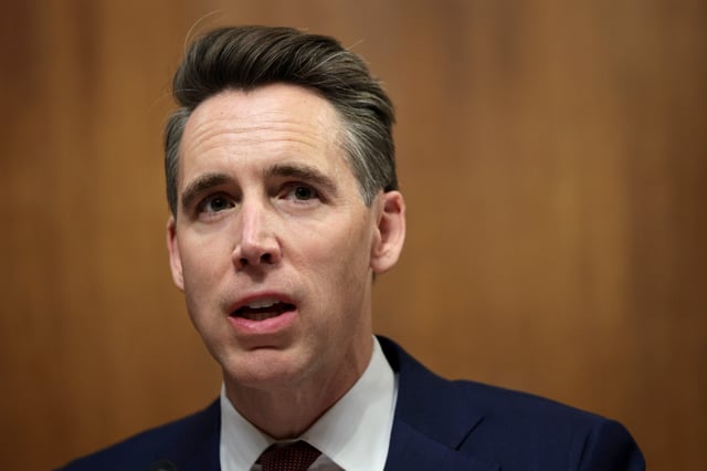 Senator Josh Hawley, a Missouri Republican, speaks during a Senate Judiciary Committee hearing on April 09, 2025 in Washington, DC.