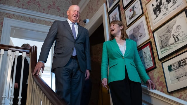 Rachel Reeves welcomes David Solomon, chairman and chief executive of Goldman Sachs, to 11 Downing Street on Wednesday