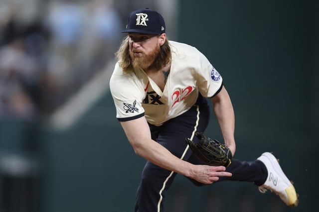 Aug 30, 2024; Arlington, Texas, USA; Texas Rangers pitcher Jon Gray (22) throws a pitch against the Oakland Athletics in the third inning at Globe Life Field. Mandatory Credit: Tim Heitman-USA TODAY Sports/File Photo