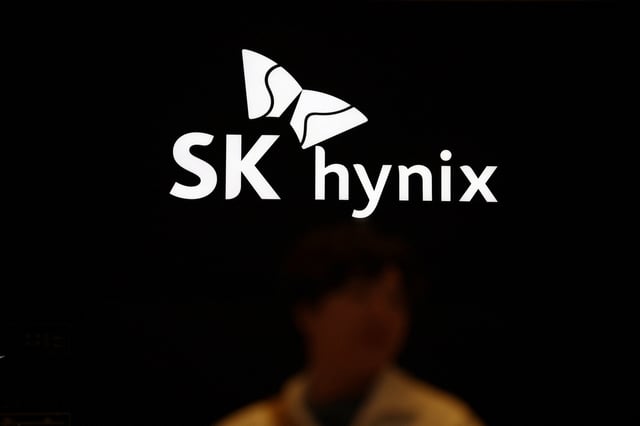 The logo of SK Hynix is seen at its booth during The 26th Semiconductor Exhibition (SEDEX 2024) in Seoul, South Korea, October 23, 2024.   REUTERS/Kim Hong-Ji/File Photo