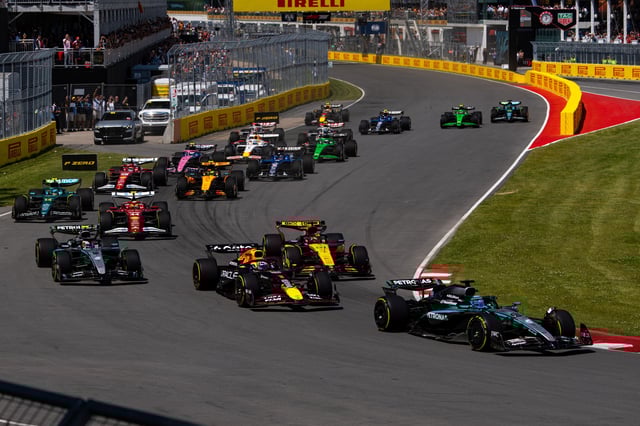 Race start during the F1 Grand Prix of Canada at Circuit Gilles-Villeneuve on June 15, 2025 in Montreal, Canada.