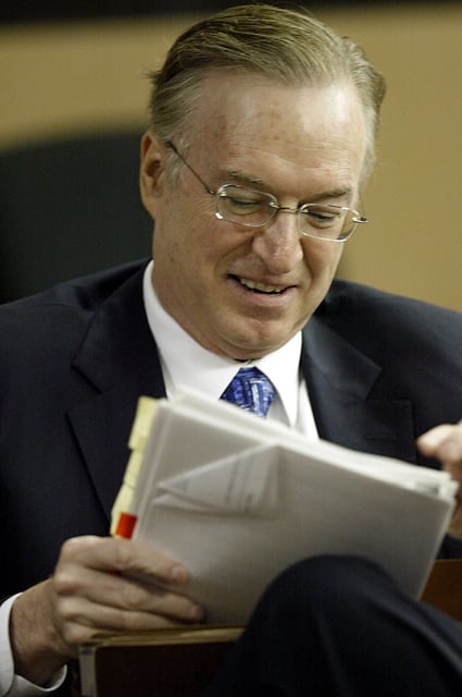 Attorney Roy Black reviews documents before stating his objections to the unauthorized release of medical records of his client, radio personality Rush Limbaugh, at a hearing at the Palm Beach County Court House, Florida, on Dec. 22, 2003.