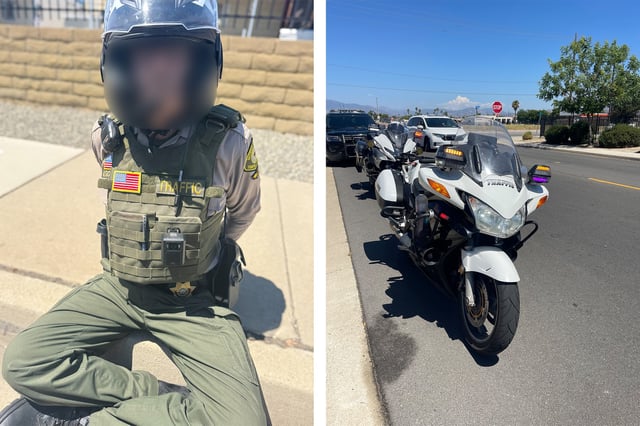 On Monday, a man was pulled over by police after riding around impersonating a motorcycle cop, officials said.
