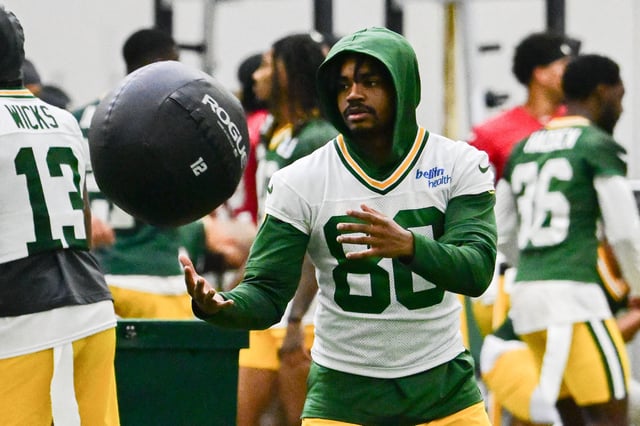 Jun 11, 2025; Green Bay, WI, USA;  Green Bay Packers wide receiver Bo Melton (80) participates in the team's minicamp at Ray Nitschke Field. Mandatory Credit: Benny Sieu-Imagn Images/File Photo