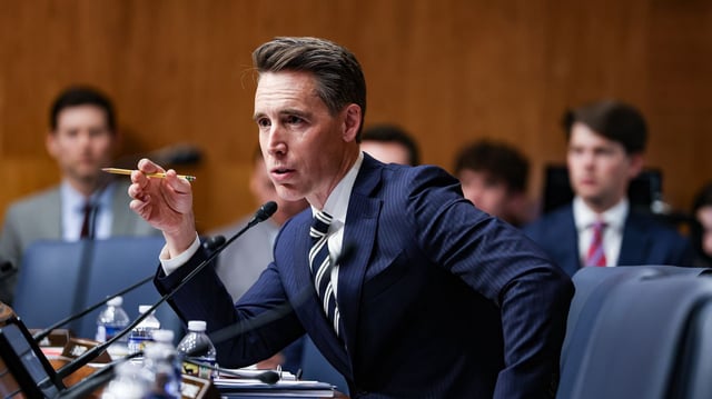 Sen. Josh Hawley earlier this month. Photo: Valerie Plesch/Bloomberg via Getty Images